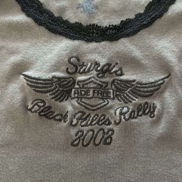 Brandy Melville Lace Trim Tank Top, Gray/Black, Sturgis, One Size - Picture 4 of 7